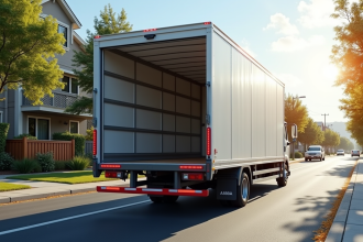 Camion de déménagement de 15m3 sur une rue ensoleillée