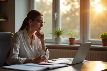Femme professionnelle réfléchissant à ses projets de carrière